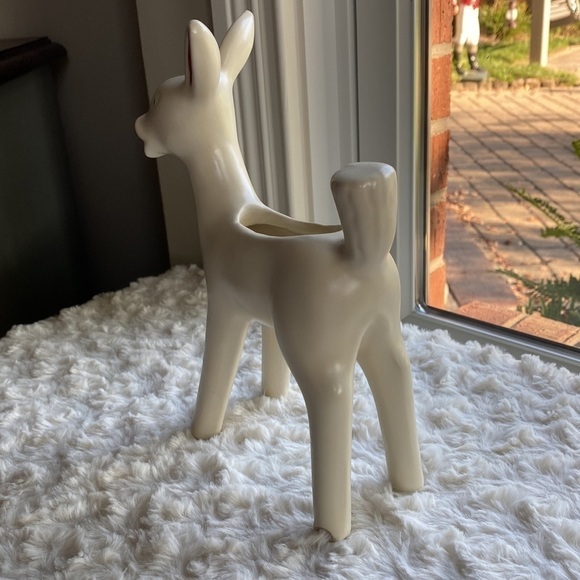 WHITE POTTERY~DEER PLANTER~ 1940’s~MATTE GLAZE~MID CENTURY POTTERY~NICE~G2C - Picture 2 of 6